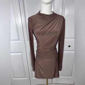 Tresser Long-Sleeve Ruched Mini Dress